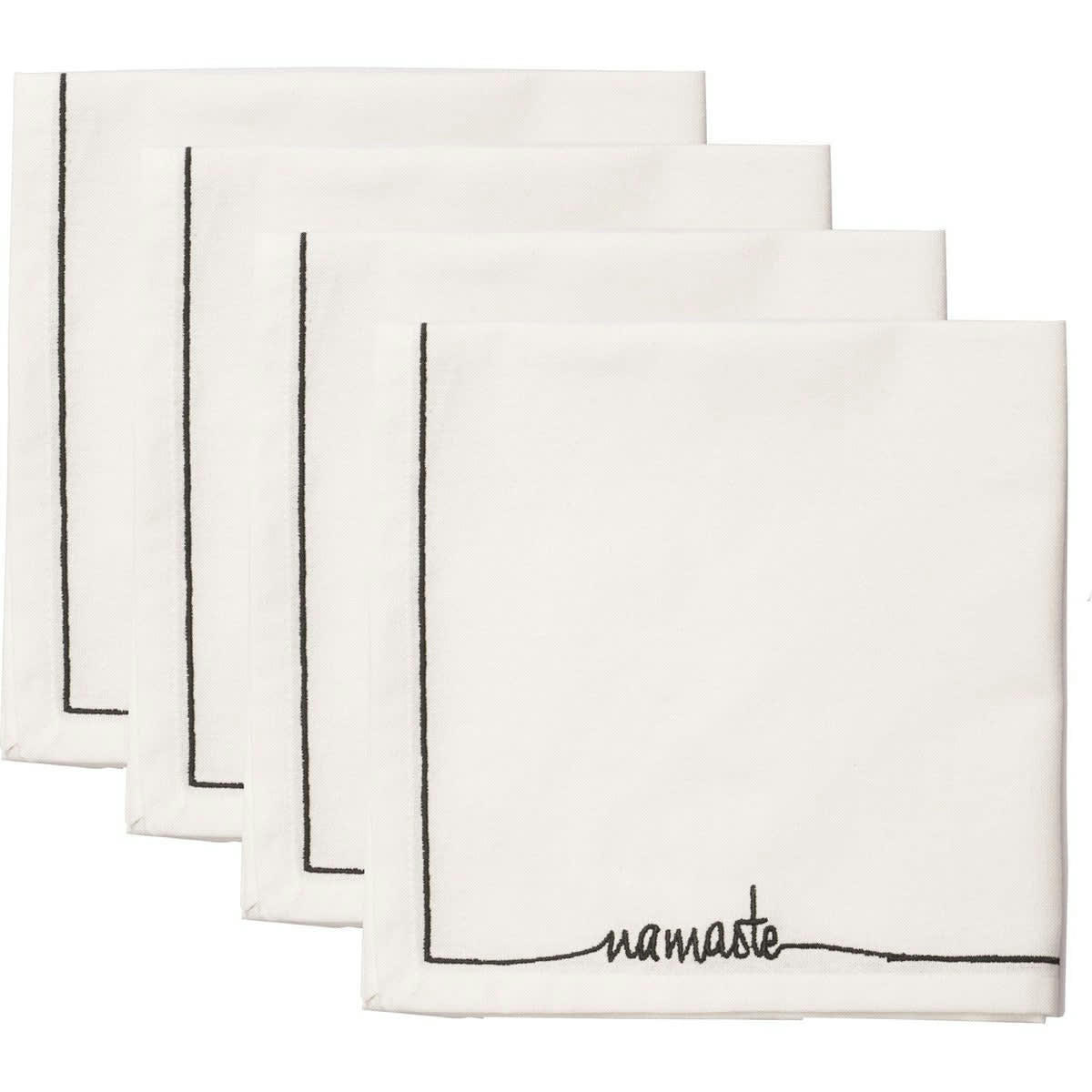 NAMASTE - Serviettes de table (x4) coton  45x45 blanc / noir