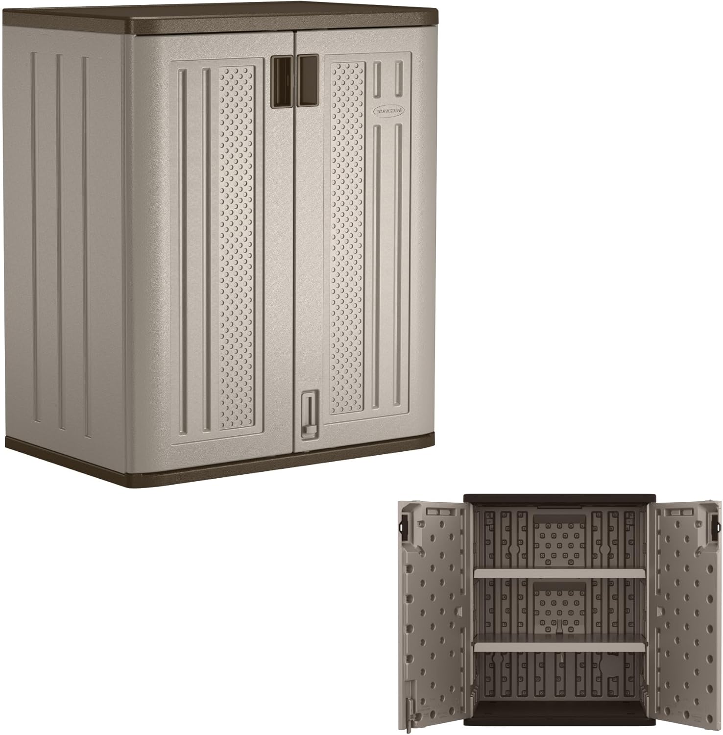 Suncast 36 Resin Base Garage Storage Cabinet, Platinum, Made in the USA