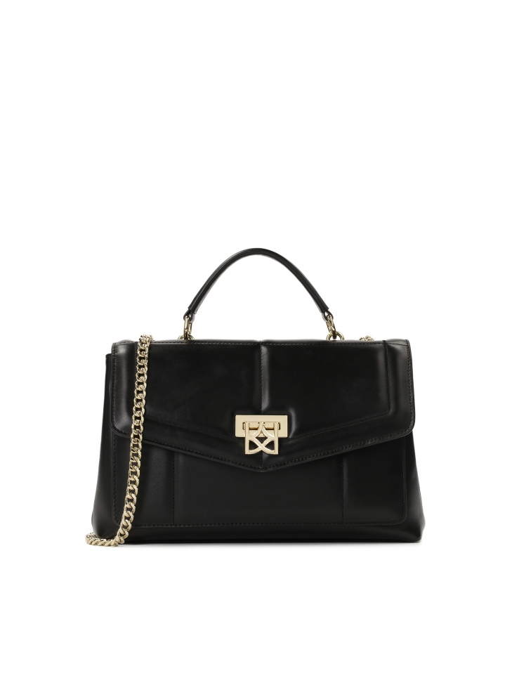 Black shoulder bag with sliding chain