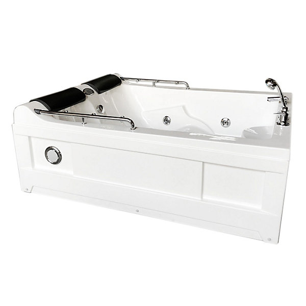 Baignoire Balnèo Blanc 175 X 132 cm Chromothérapie 14 jetsFleur