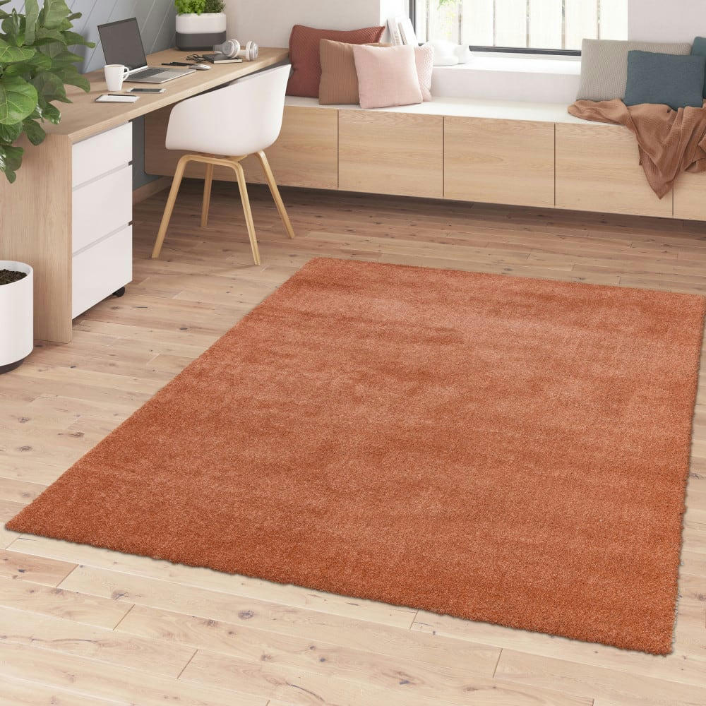 SPRINGS I - Tapis à poil long lavable en machine terracotta 140x200 cm