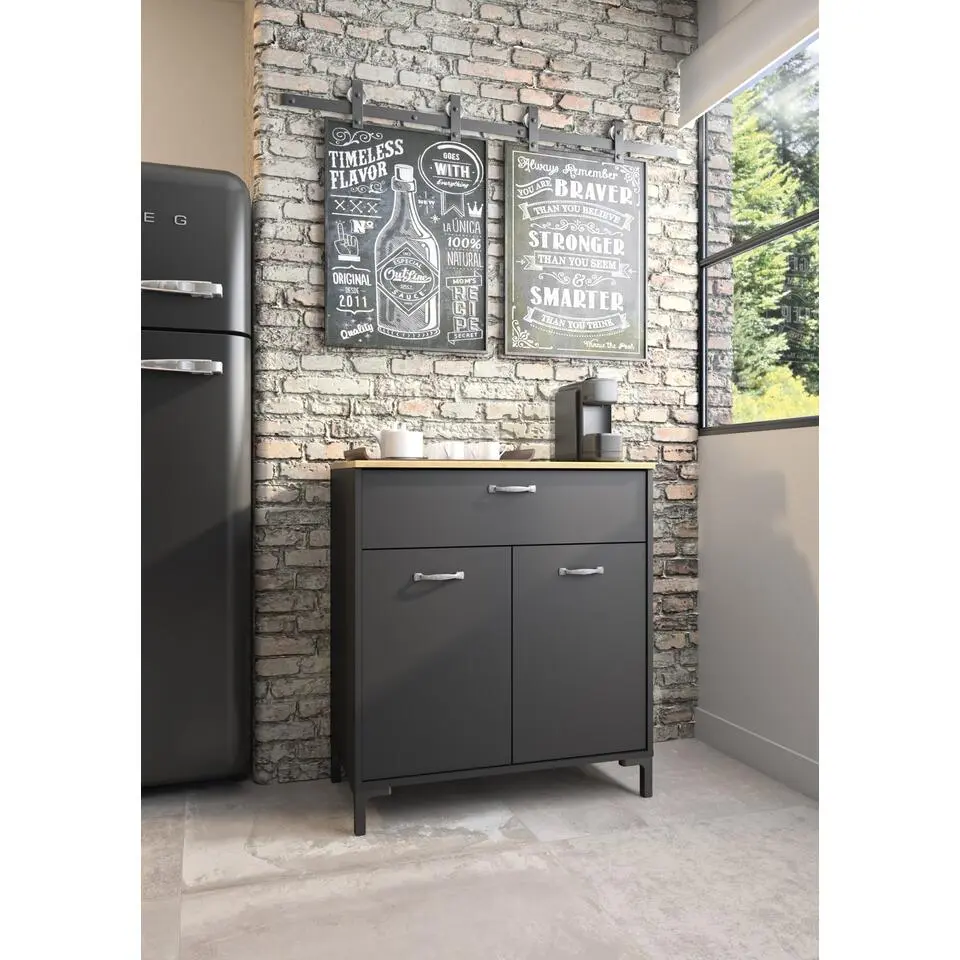 Bijzetkastje Manchester - 81 x 41 x 90 cm - Helvezia Oak-design