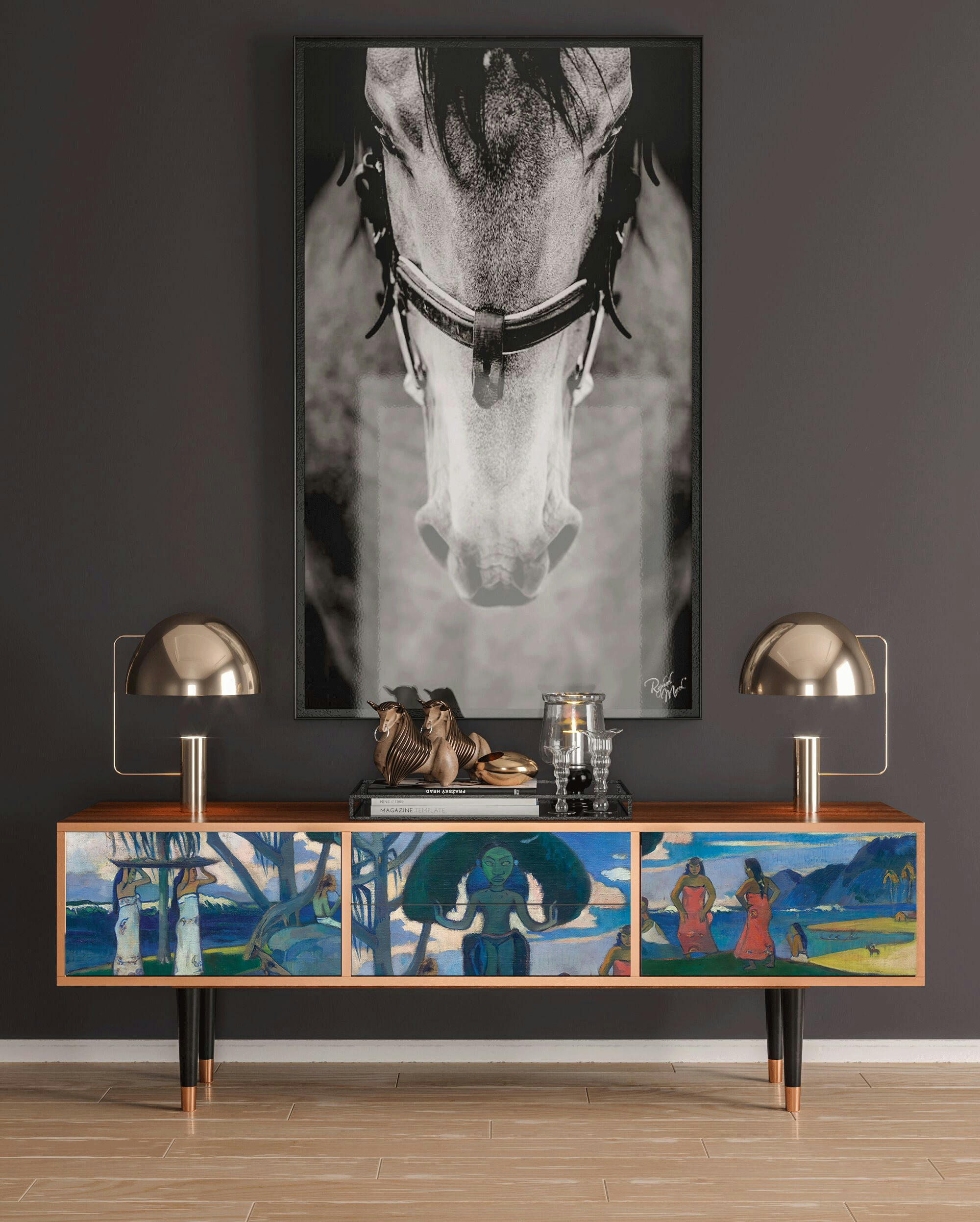 DAY OF THE GOD BY PAUL GAUGUIN - Meuble TV  multicolore 2 tiroirs et 2 portes L 170 cm