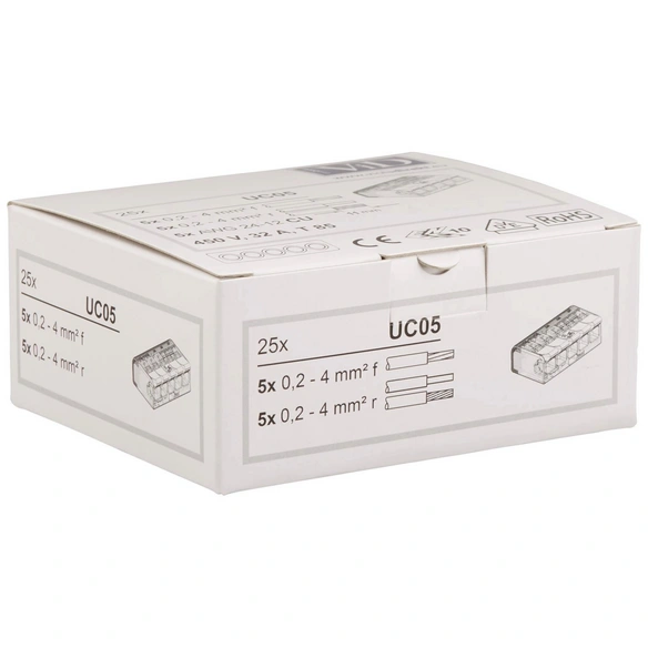 Verbindungsklemme, UC, Kunststoff, Weiß/Transparent, Leiter mit Ø 0,2 – 4 mm²