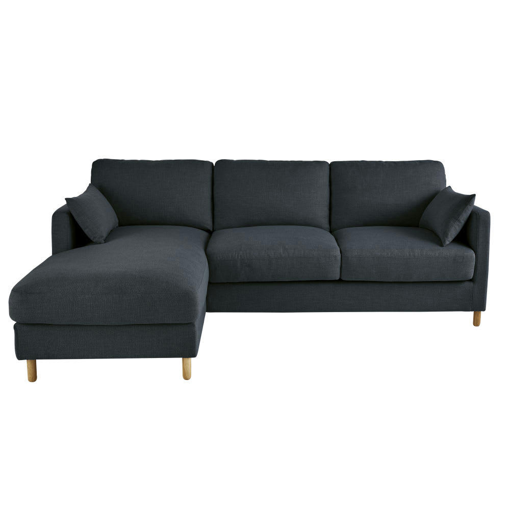 Julian - Canapé d'angle gauche convertible 5 places gris anthracite, matelas 14 cm
