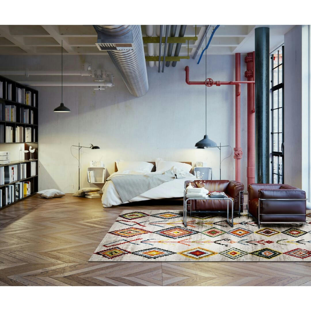 MEDINA - Tapis inspiration berbère multicolore pour salon ou chambre 80x150