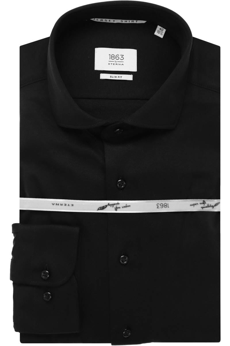 ETERNA 1863 Soft Tailoring Slim Fit Jerseyhemd schwarz, Einfarbig