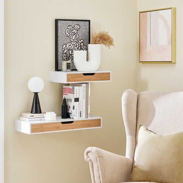 SoBuy Szafka ścienna z jedną szufladą 40x24.5x8cm Nowoczesny FRG92-NW