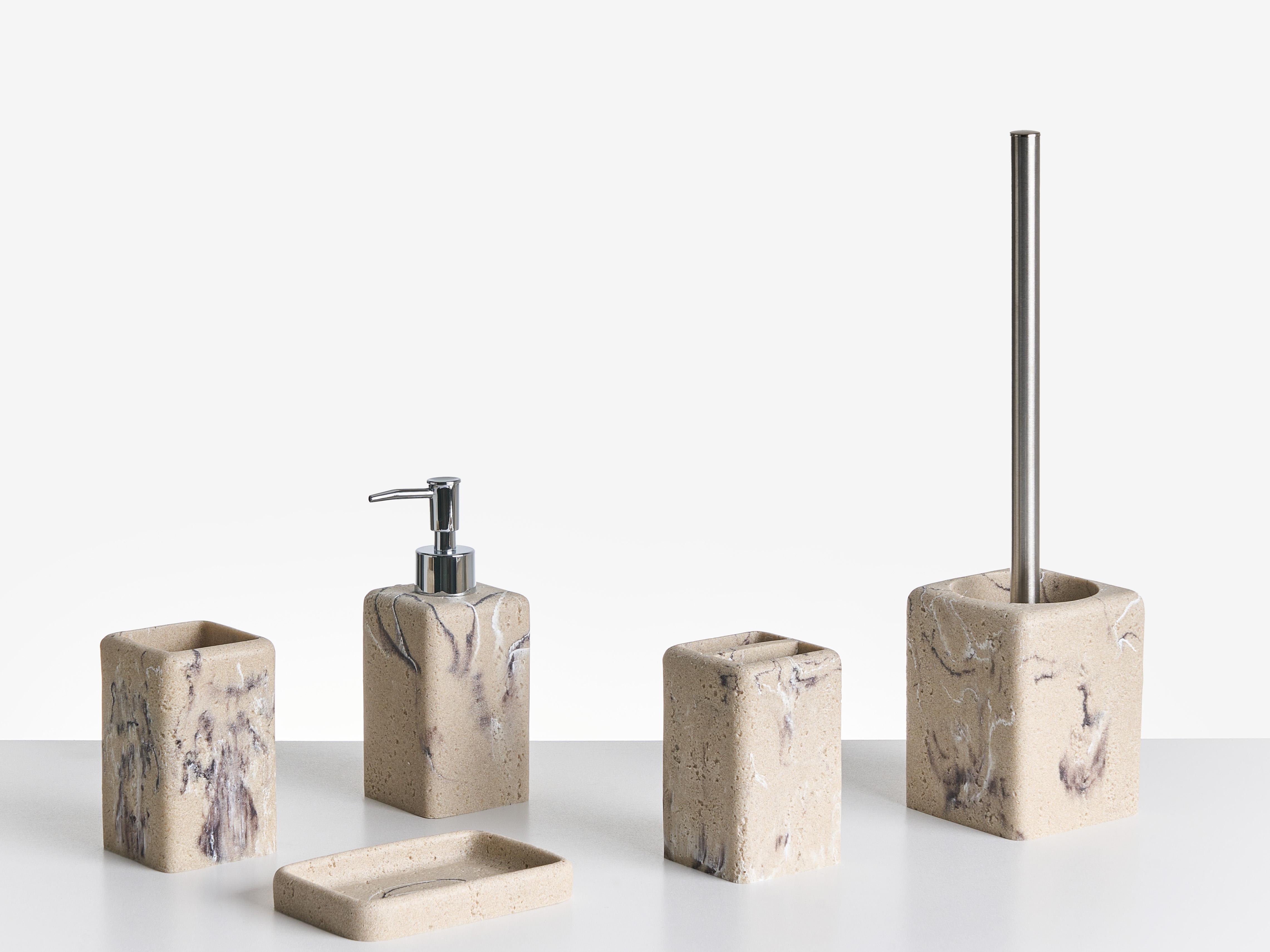 5-Piece Bathroom Accessories Set VILCANOTA Beige Marble