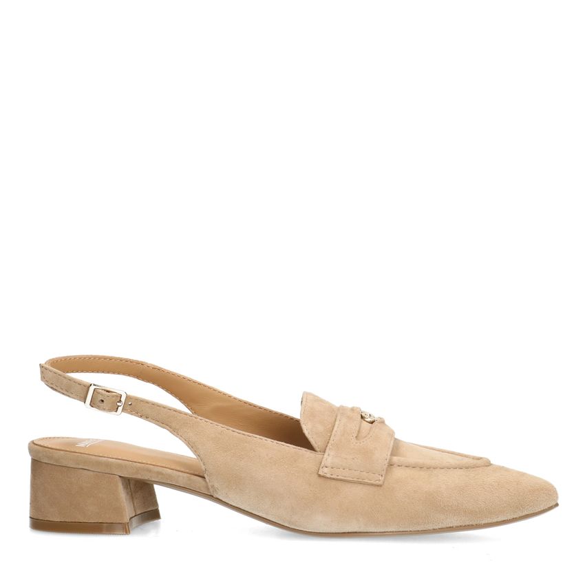 Manfield Beige suède slingbacks