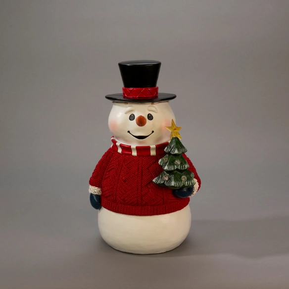 LED-Schneemann, Polyresin, LxBxH: 21x19x35 cm, mehrfarbig