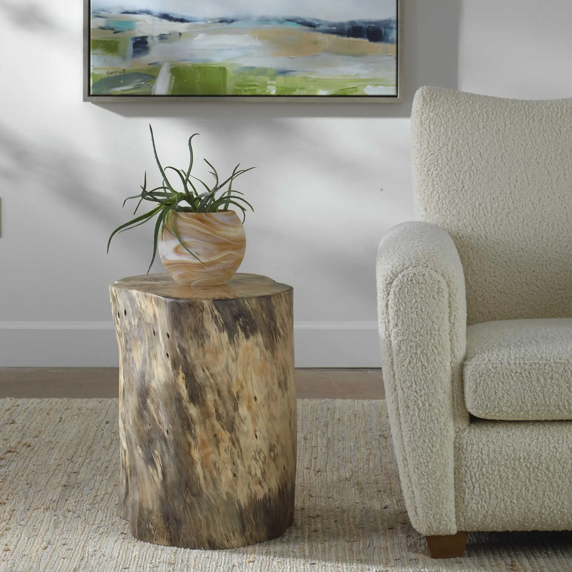 Crosscut Section Habitat Wooden Accent Stool - 20 - Beige