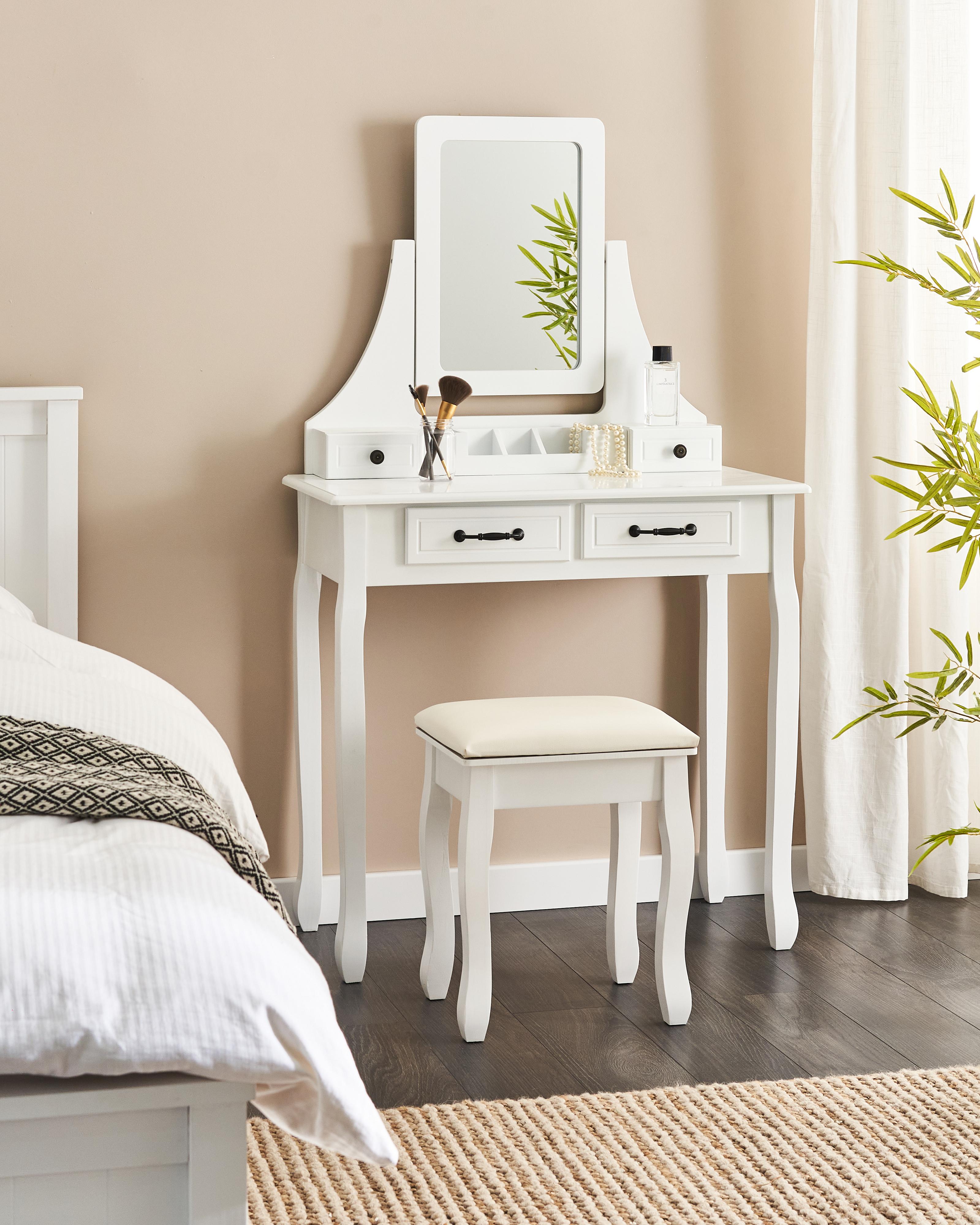 Dressing Table with Mirror and Stool RAYON White