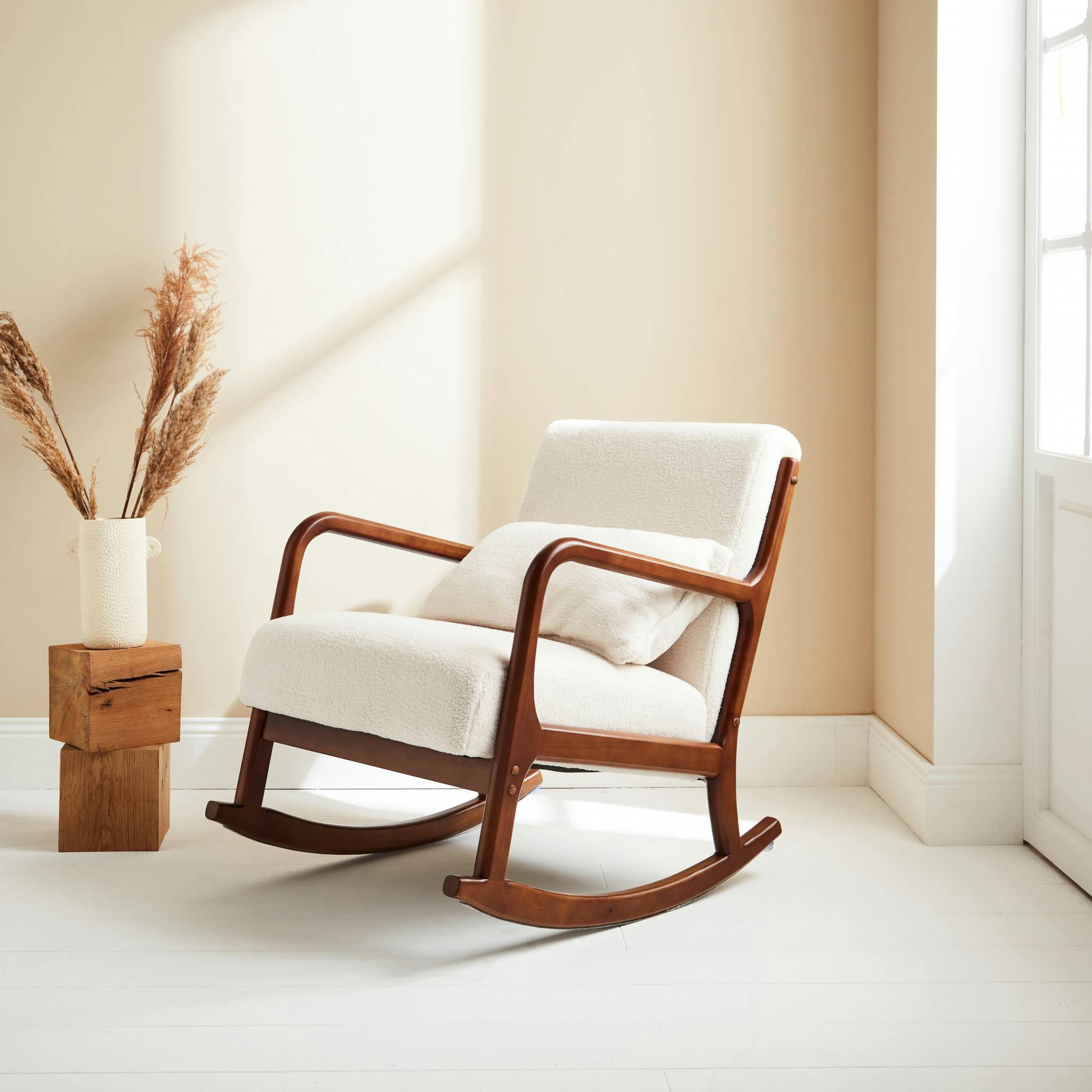 LORENS BOUCLETTE - Rocking chair à bouclettes blanches