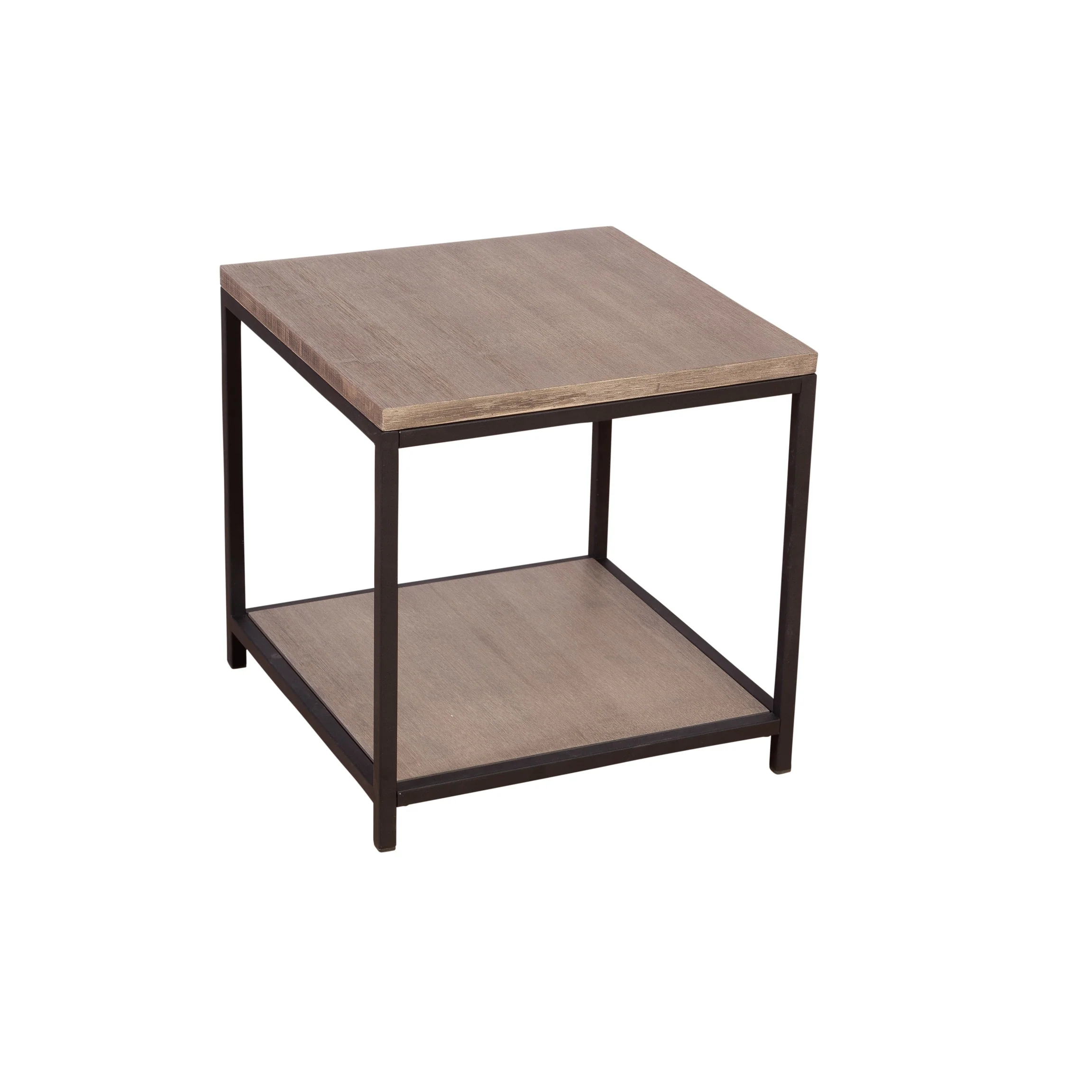 Eccostyle 2-Tier Solid Bamboo Steel Frame End Table - Brushed Brown - 20x20x20