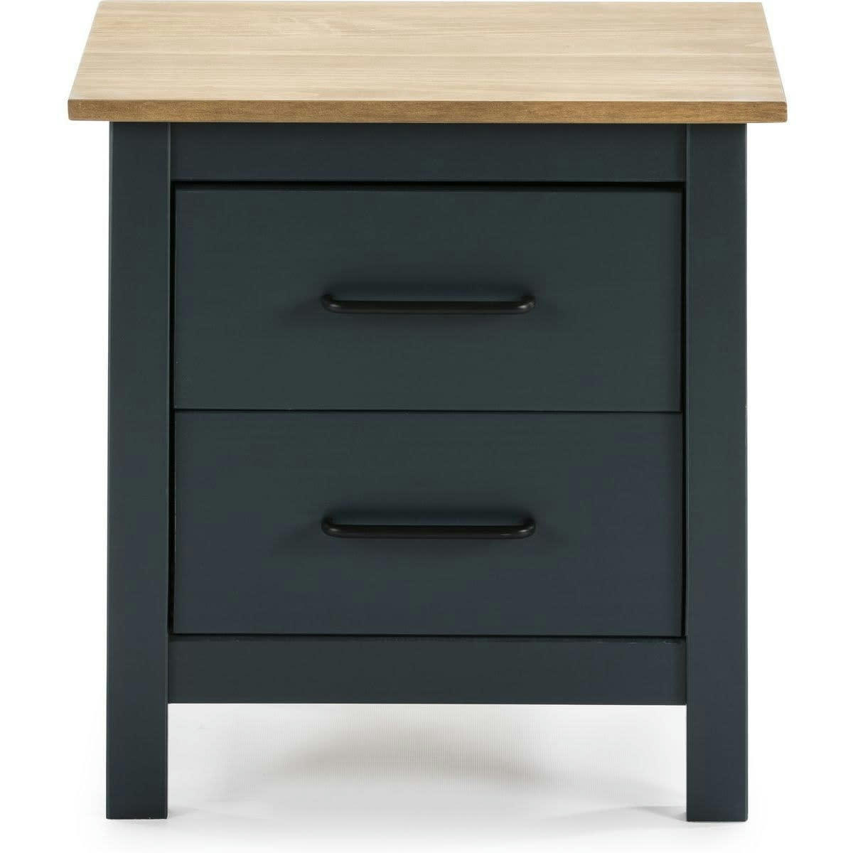 IDA - Table de chevet 2 tiroirs en pin massif / bleu