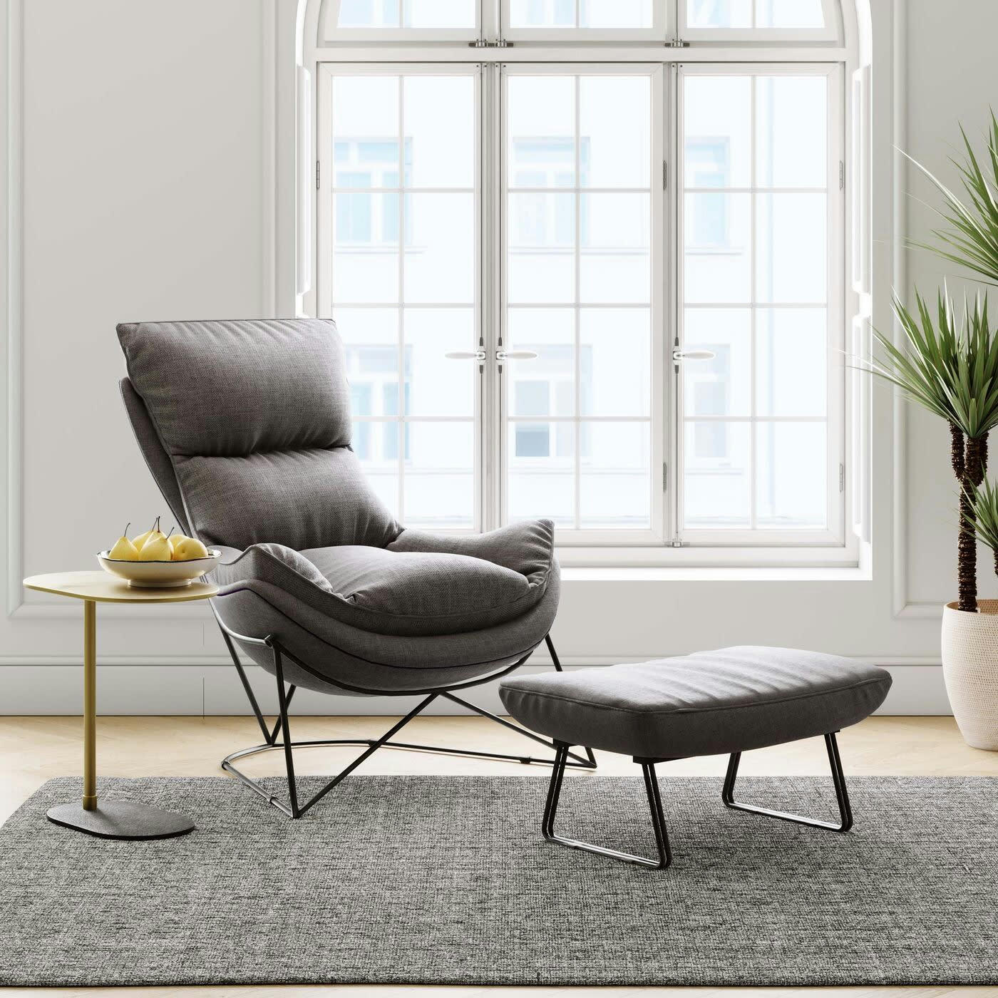 SNUGGLE - Fauteuil et repose-pieds Snuggle gris Kare Design