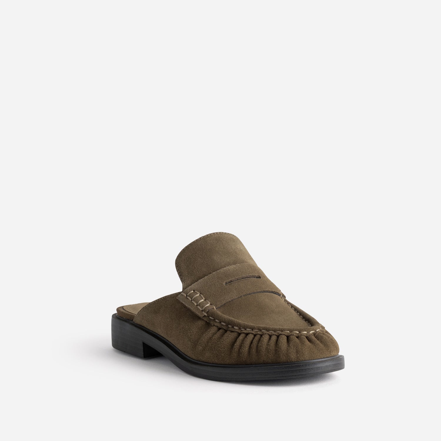 Mocassin mule taupe cuir velours
