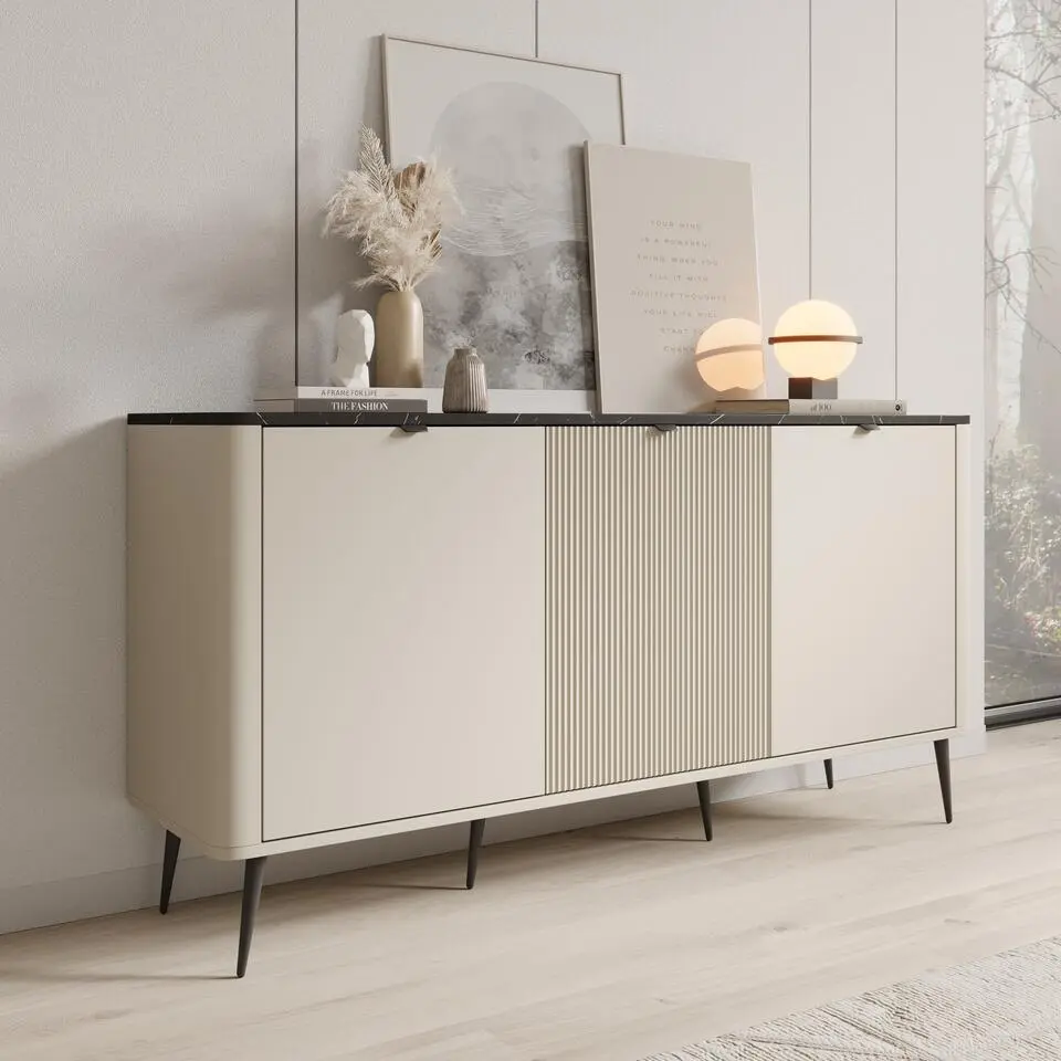 Meubella - Dressoir Mace - Beige - 160 cm