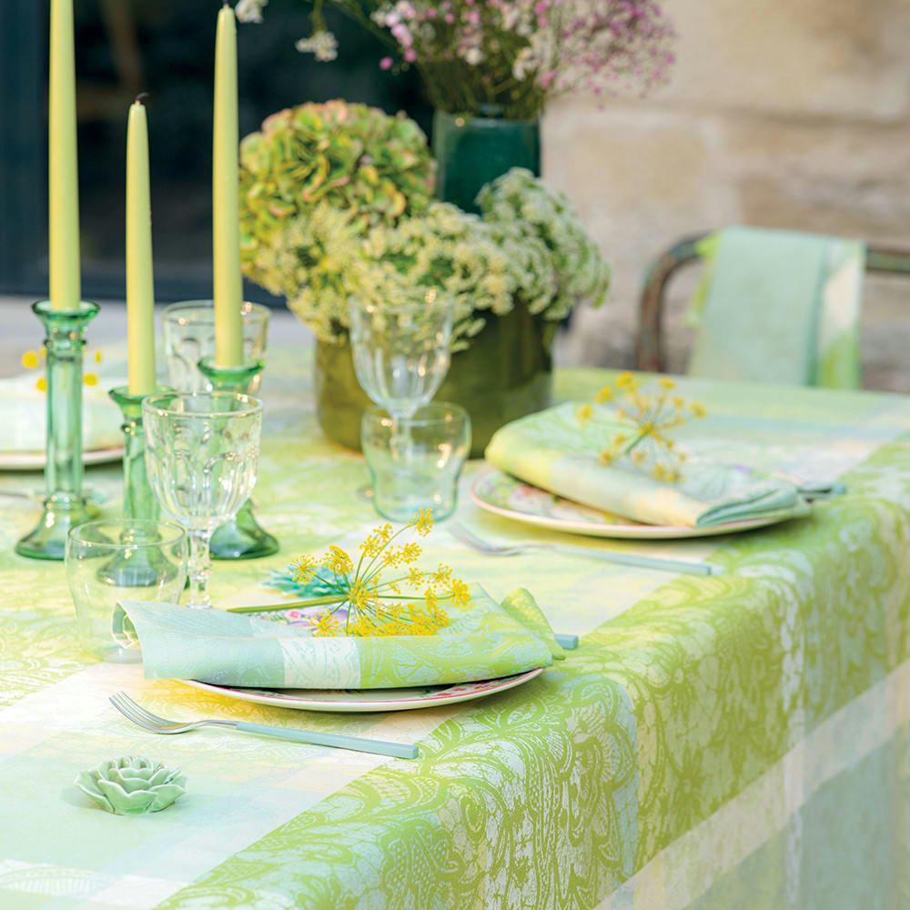 MILLE DENTELLES PRAIRIE - Serviette  pur coton vert 55x55