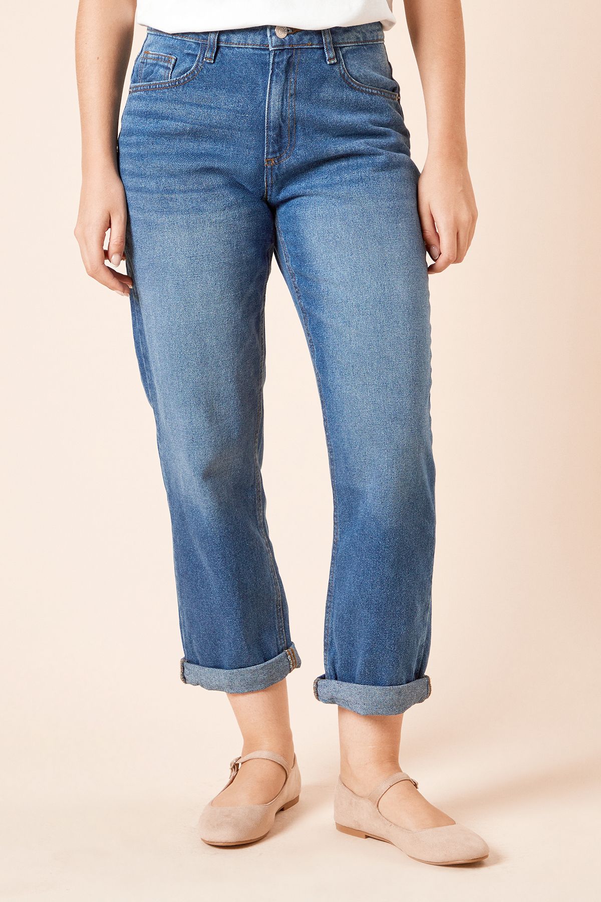 Dorothy Perkins Boyfriends Ankle Grazer Fold Up Jeans