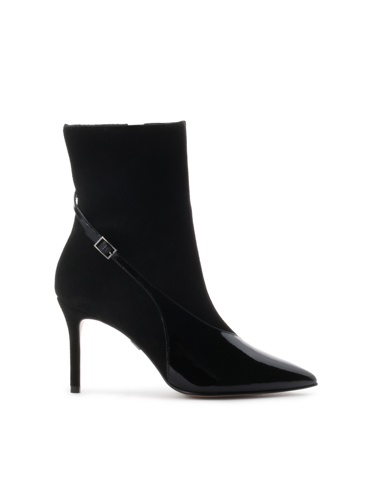 Elegant boots in suede and patent leather