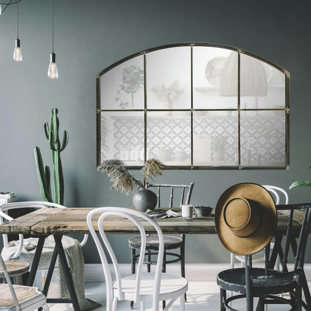 ARCY - Miroir de style indus en arc 120x80cm noir