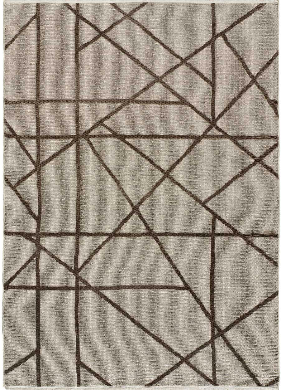 LUX - Tapis à motifs géométriques en relief vison, 80X150 cm