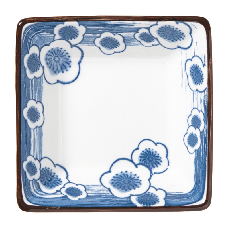 Schaaltje Mico bloemen klein - blauw/wit - 3x9.2x9.2 cm