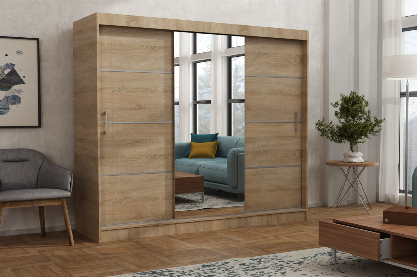Szafa garderoba przesuwna WINDSOR 240 cm TOMY SONOMA