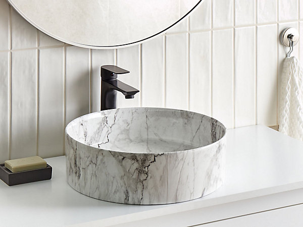 Lavabo 40 cm effet marbre blanc MANIS
