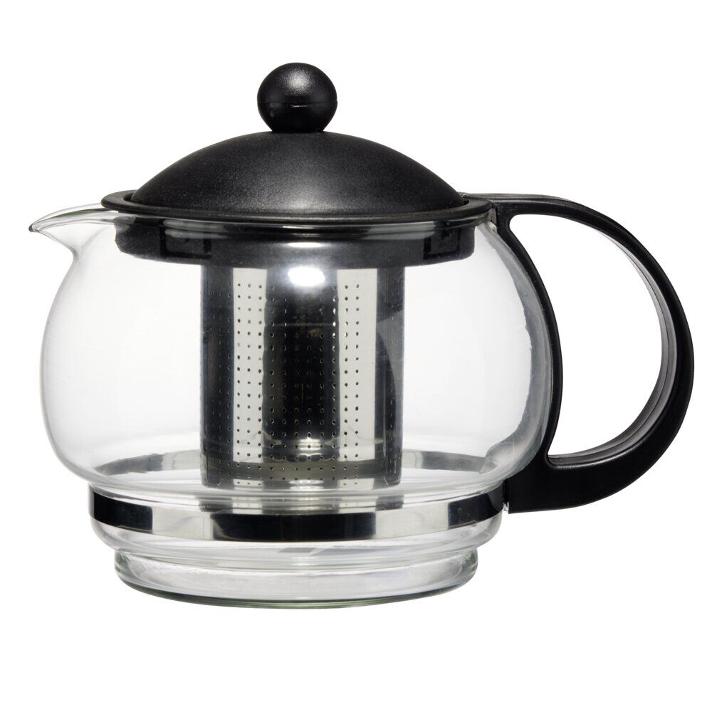 Théière en verre et acier avec infuseur en inox 900ml noir