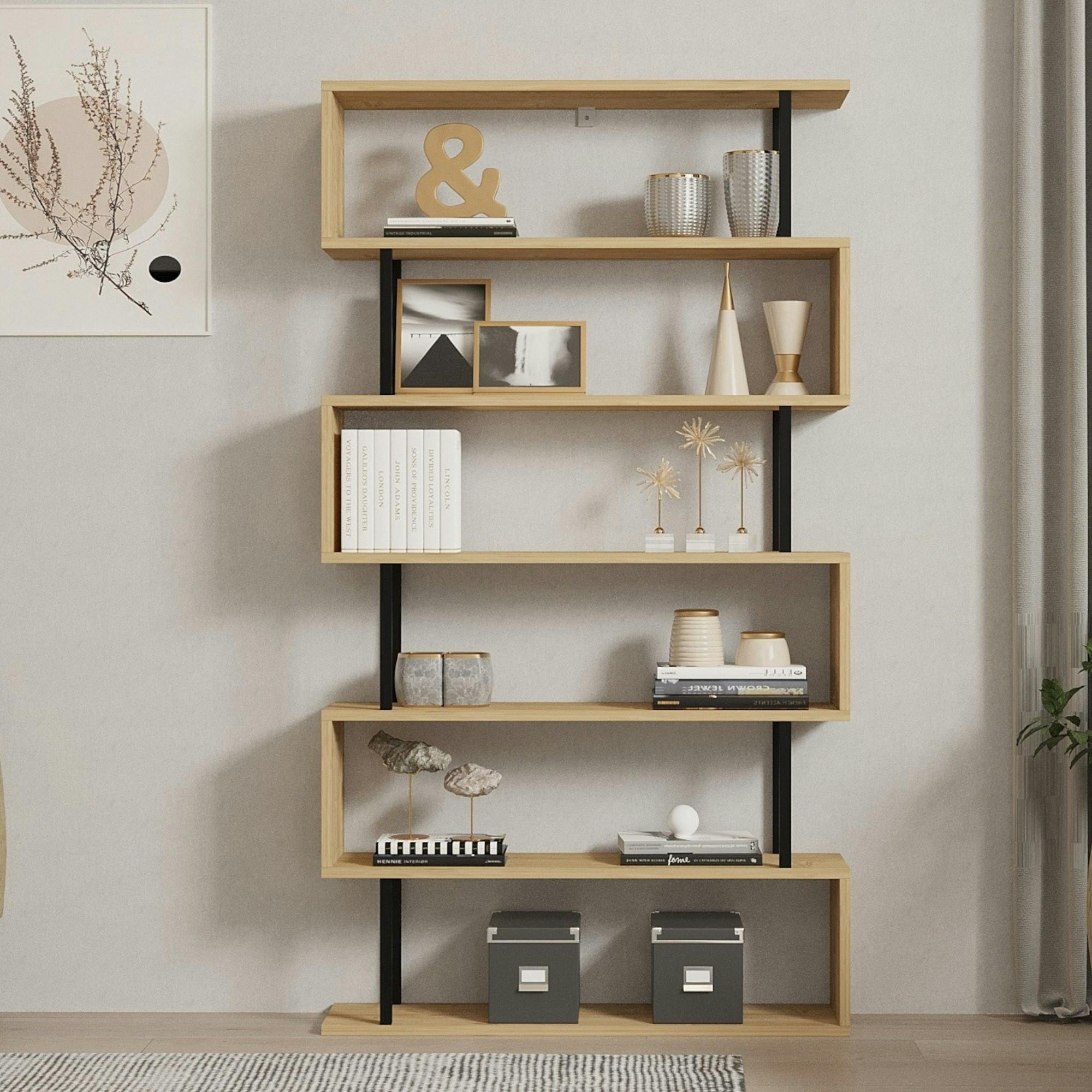 Étagère murale moderne effet bois clair - 6 niveaux UMEA