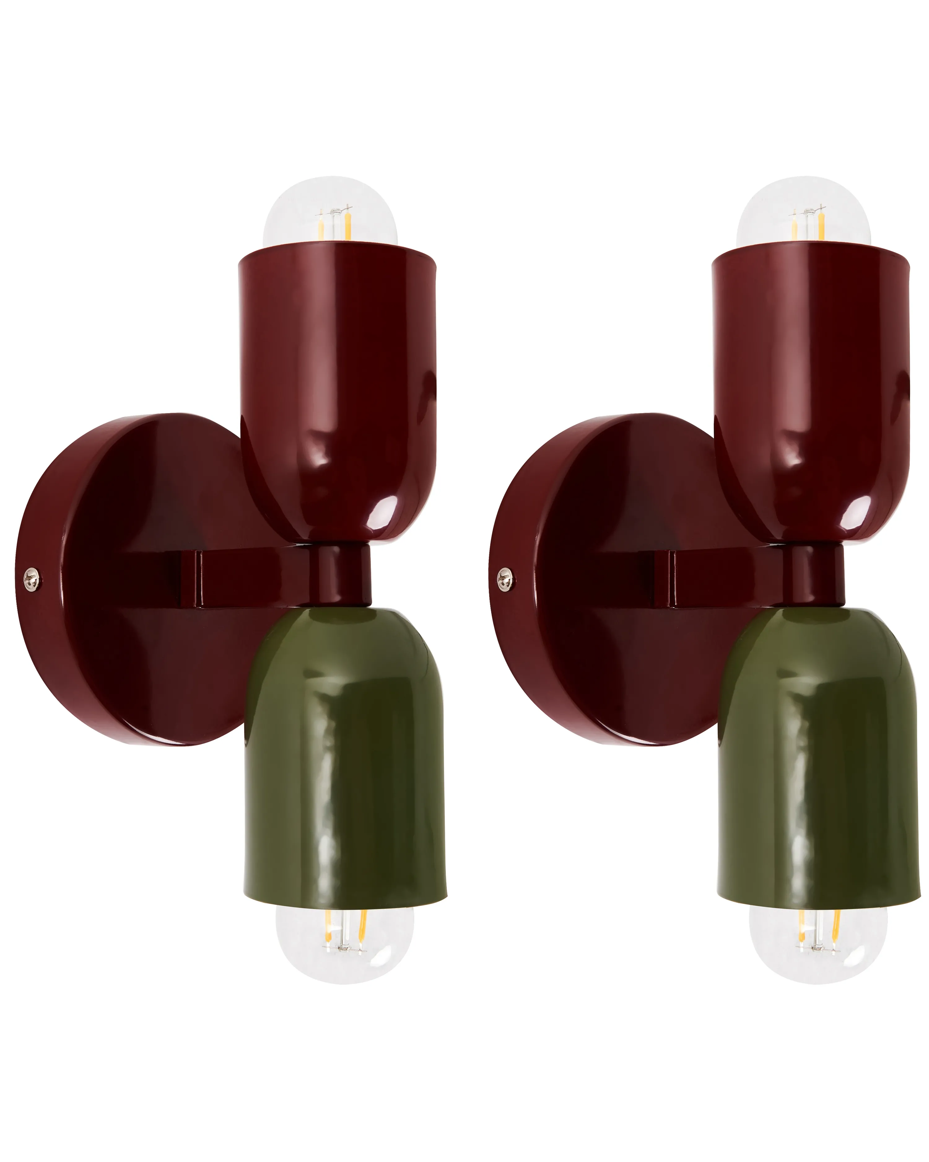 Set of 2 Wall Lamps TOPI Metal Red/ Green