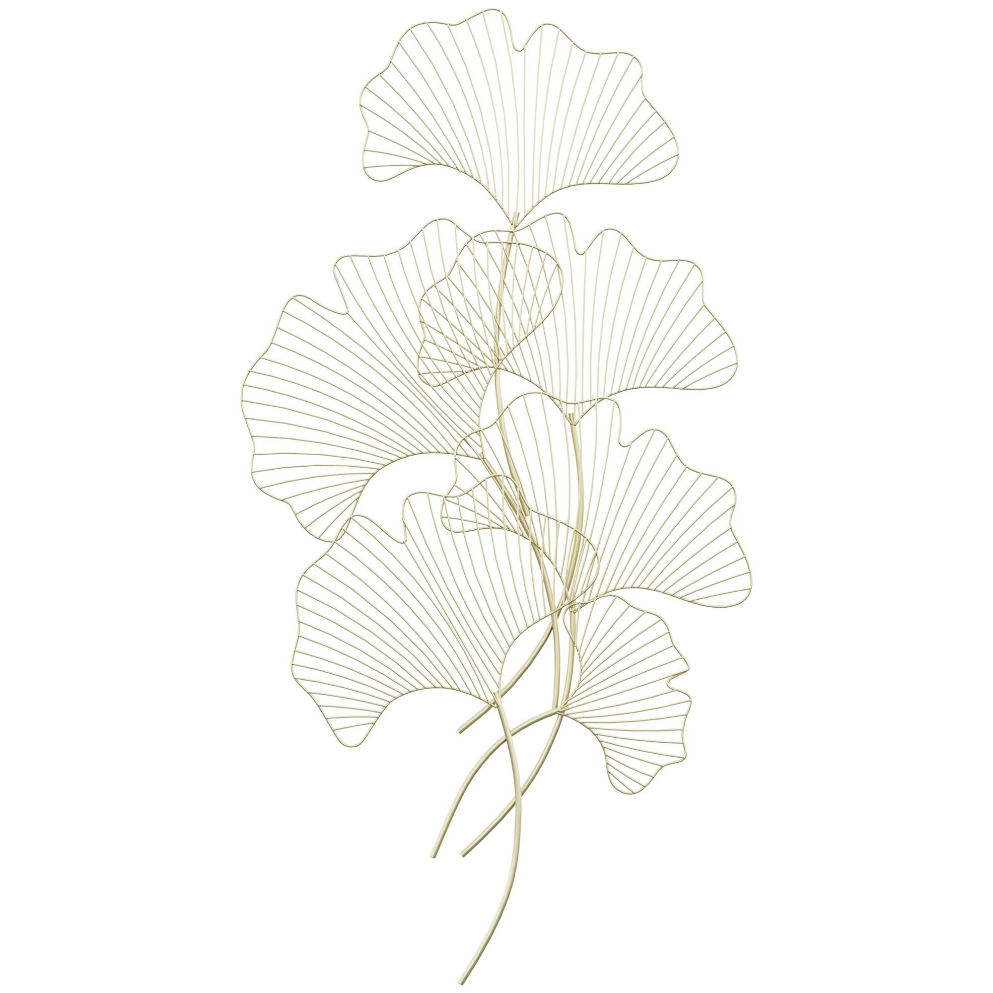 - Décoration murale métal dorée feuilles de Gingko dim. 51L x 94,5H cm