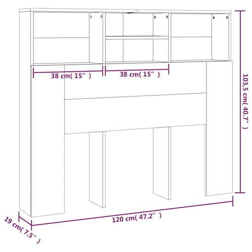 NNEVL Headboard Cabinet Black 120x19x103.5 cm