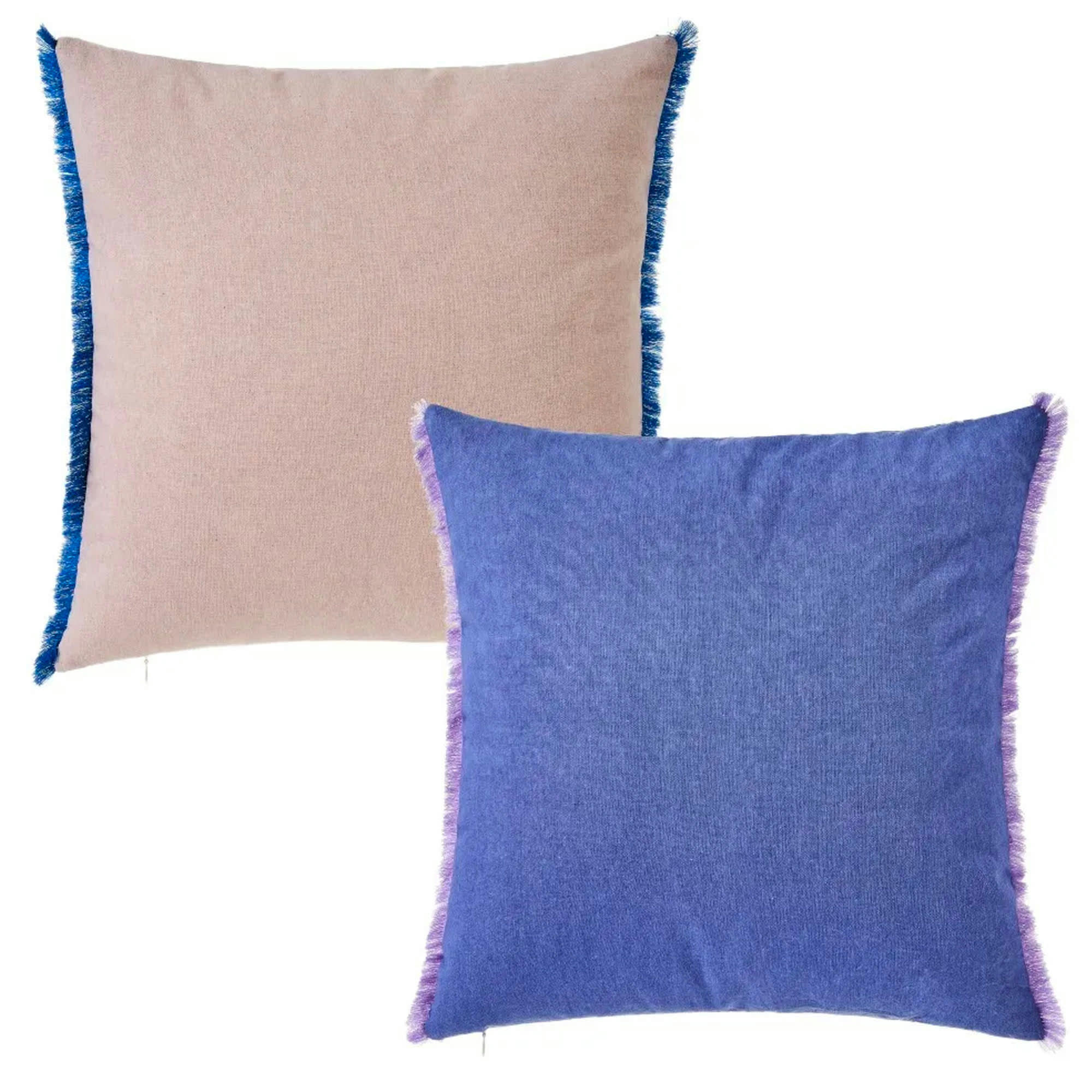 - Set de 2 coussins feuillage bleu et beige 45x45cm