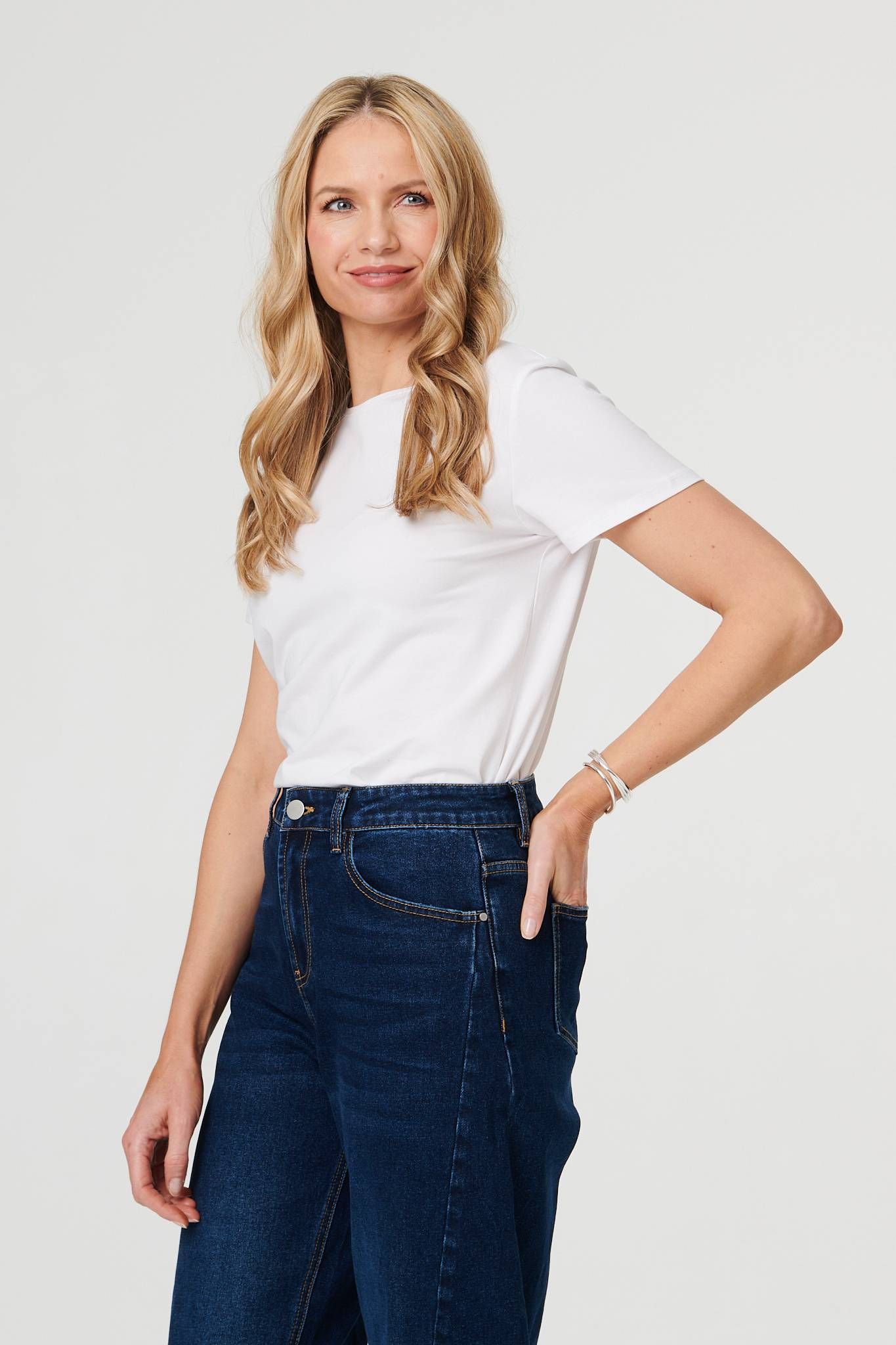 Izabel London High Waist Cropped Barrel Leg Jeans
