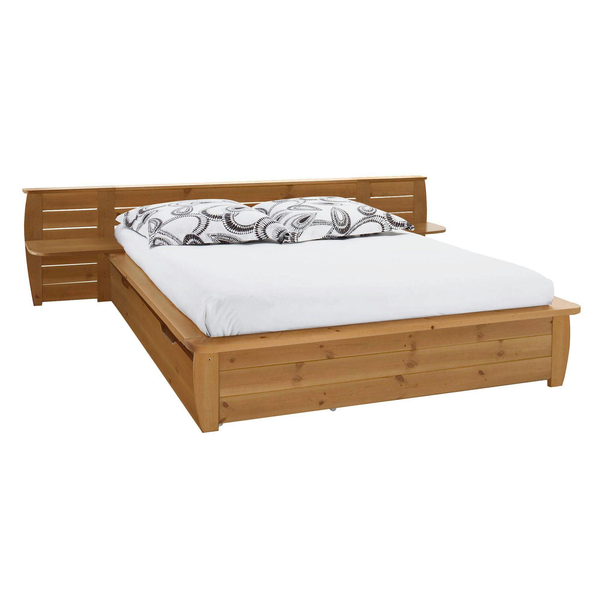 THEO - Lit rangement en Bois miel 140 x 190 cm
