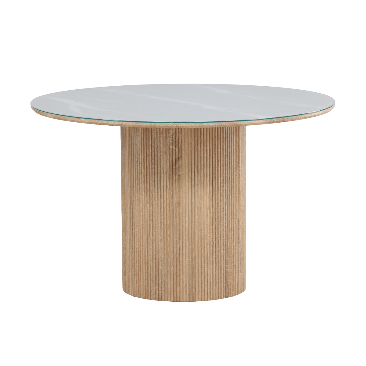 Nest living Maurits Eettafel Met Glazen Tafelblad Bruin - Ø120 cm