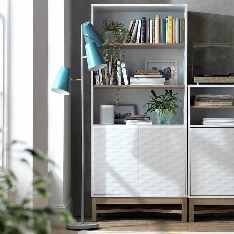 Habitat Zander Tall Textured Bookcase - White & Oak Effect