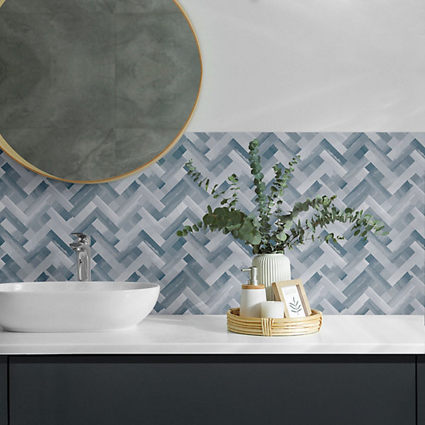 Panneau Décoratif Mural Wallfluent 50x50 cm Motif À Rayures En Zigzag 4 pièces
