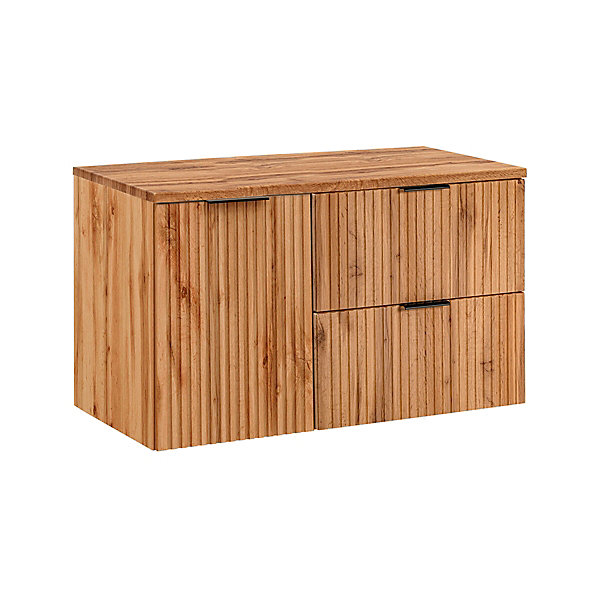 Meuble sous-vasque 100cm panier à linge Adriel Bois