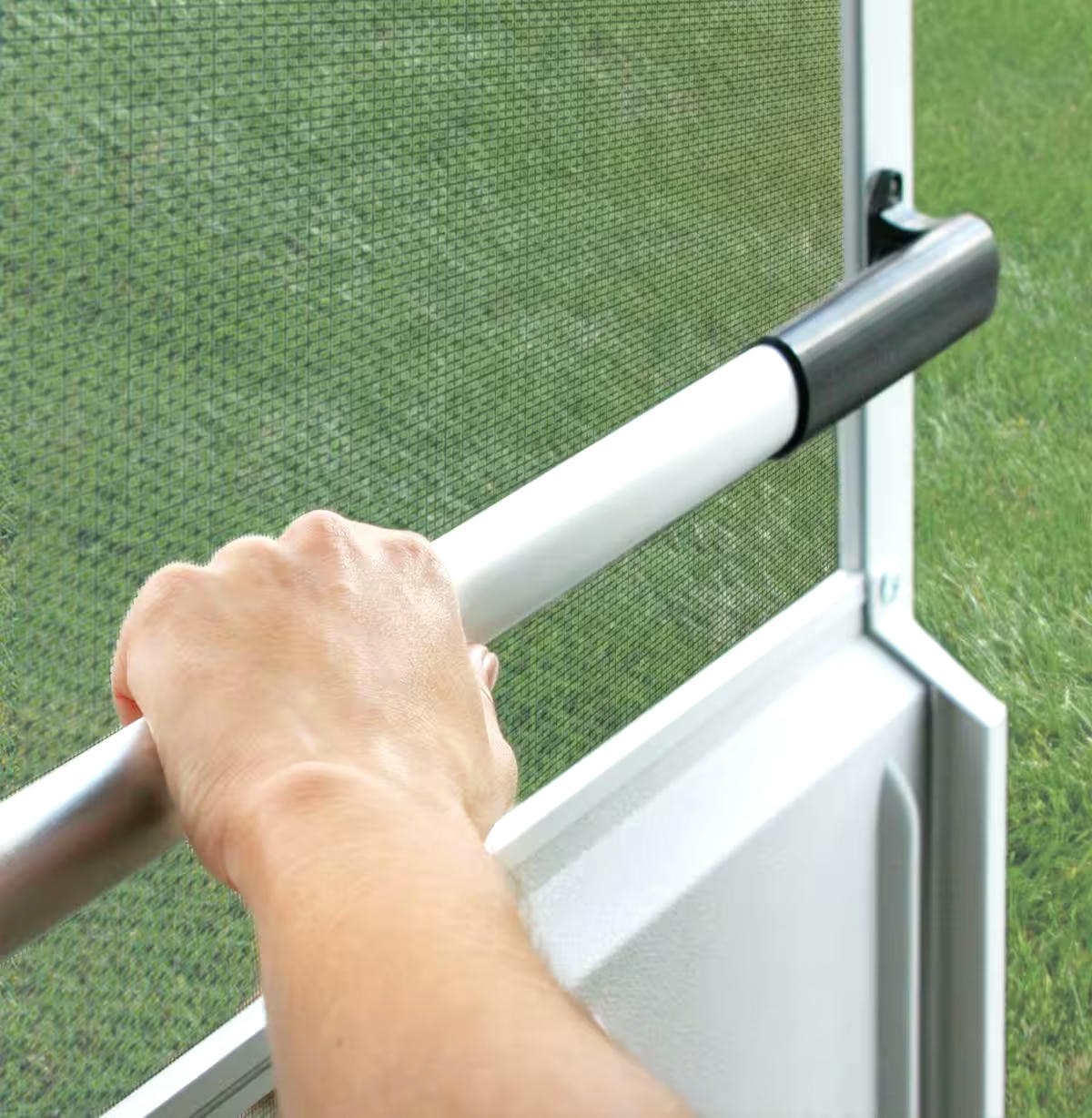 CAMCO 42185 Universal-Fit RV Screen Door Cross Bar, Black Handles