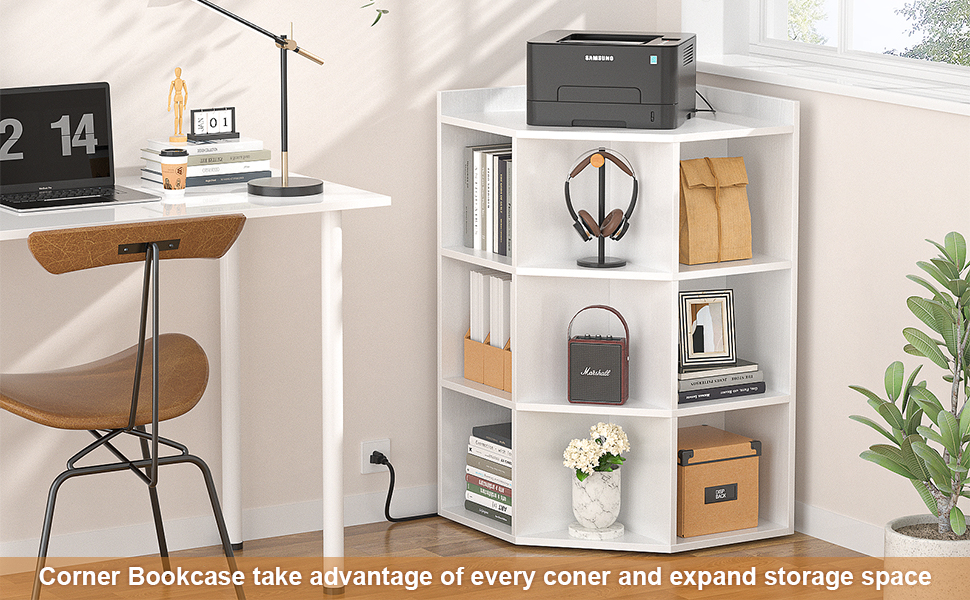 9-Cubby Corner Storage Cabinet with Charging Station