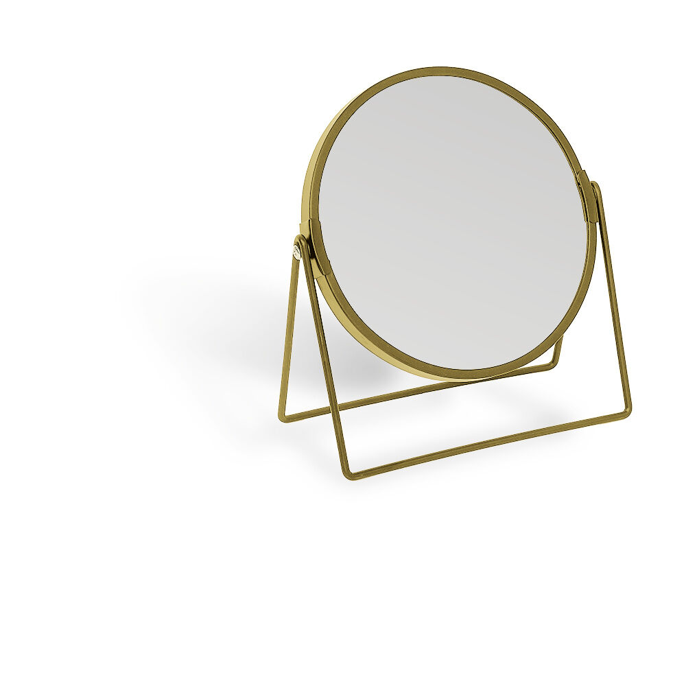 Miroir rond métal doré à poser 18x8xH20cm