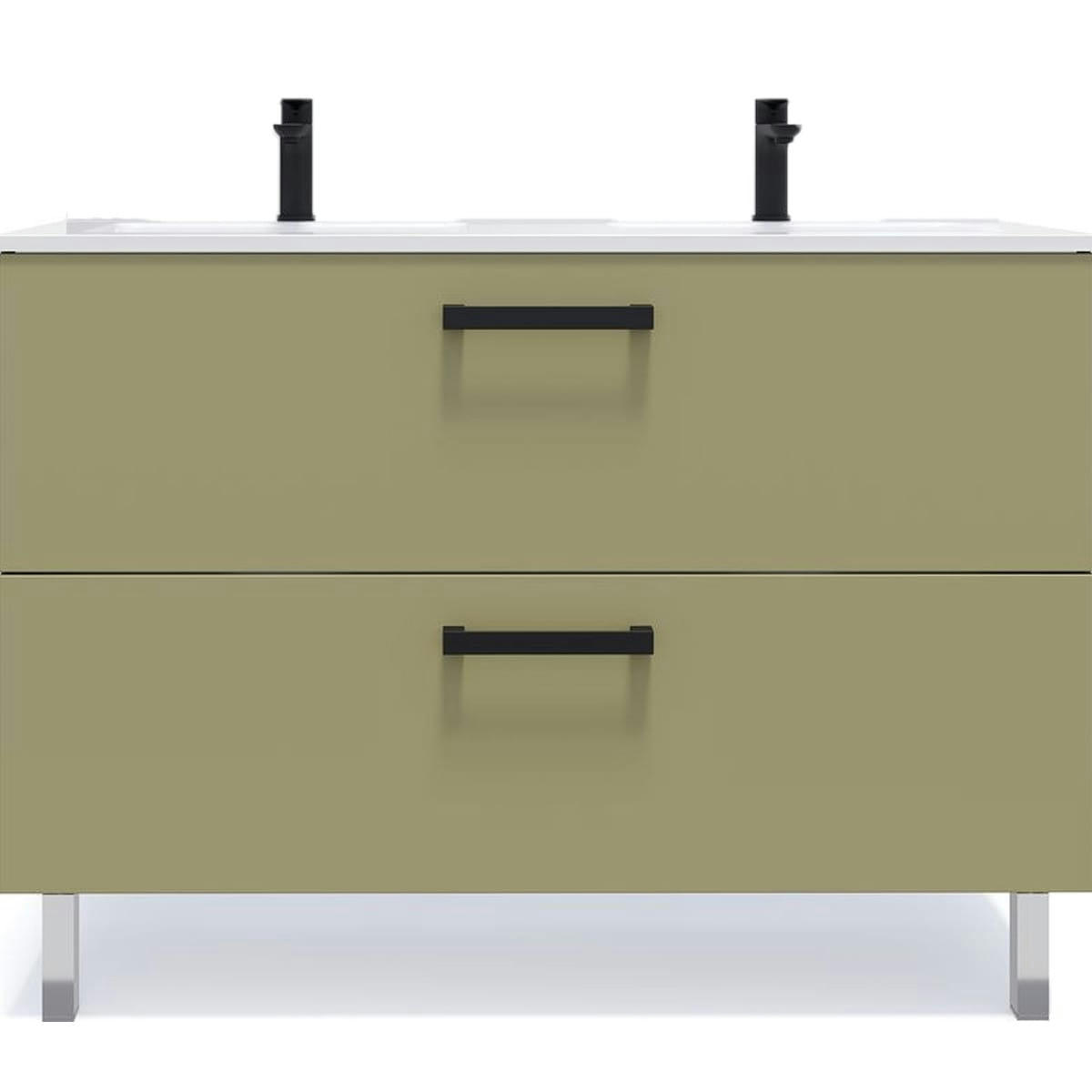 CHELSEA - Meuble salle de bain double vasque 120cm 2 tiroirs Vert