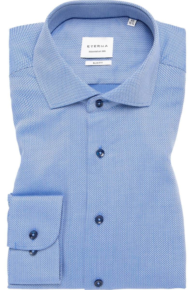 ETERNA Slim Fit Hemd blau, Strukturiert (extra langer Arm)