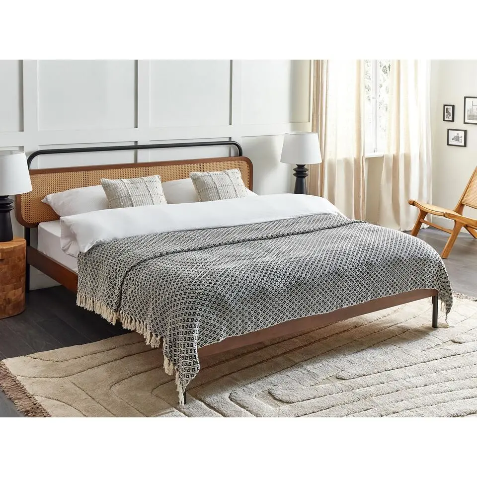 CHYAMA - Plaid - Zwart/Wit - 220 x 240 cm - Katoen