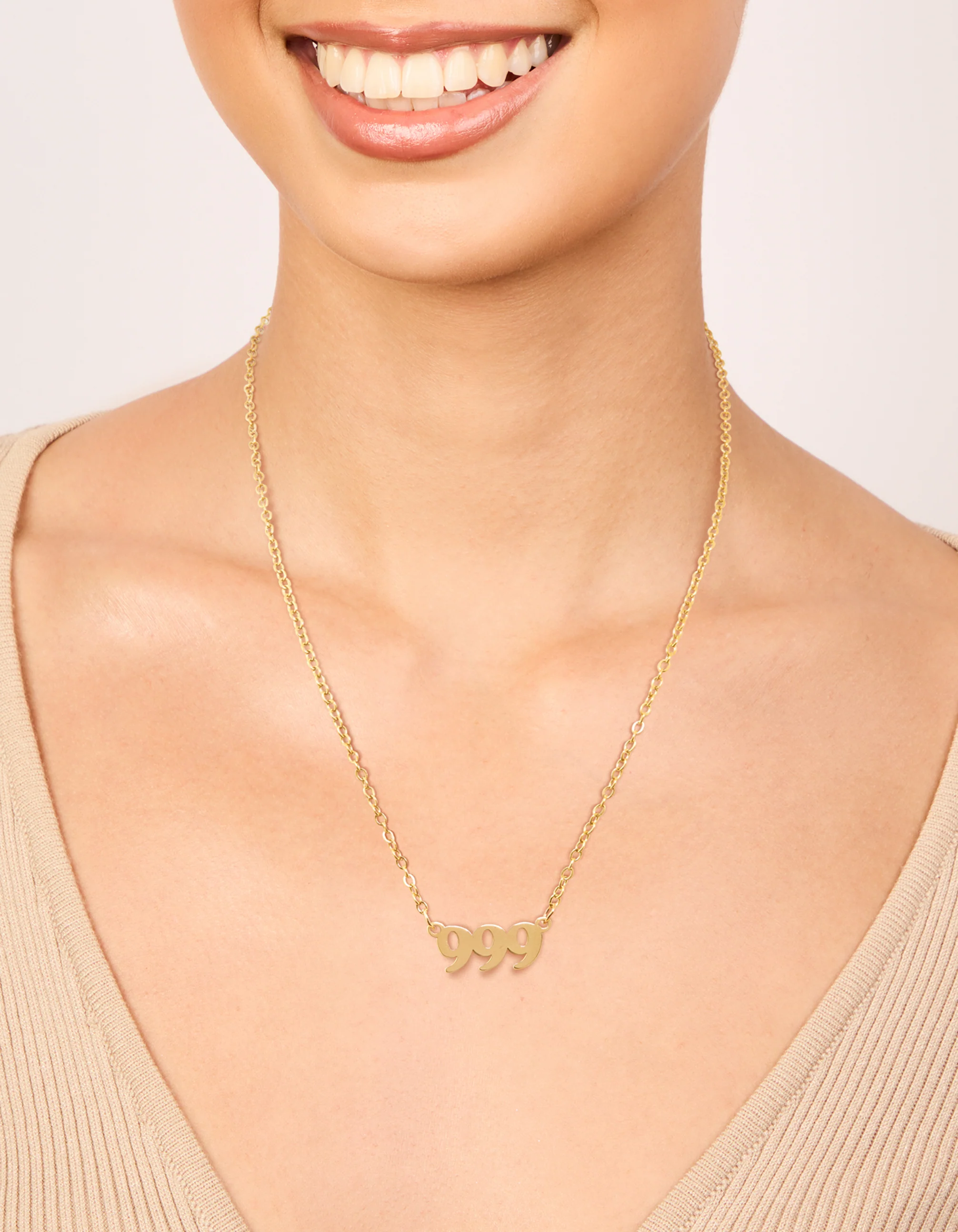 Waterproof Gold Plated Stainless Steel Angel Number 999 Necklace